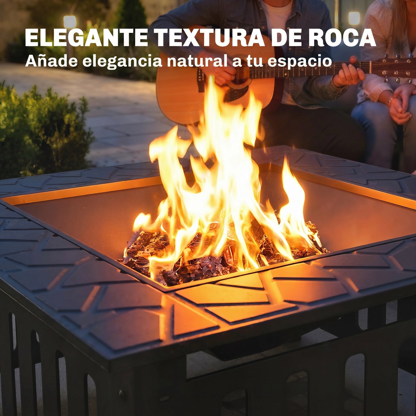 Outsunny Brasero Exterior De Acero Cuadrado Con Atizador 67x67x47 Cm Negro_5