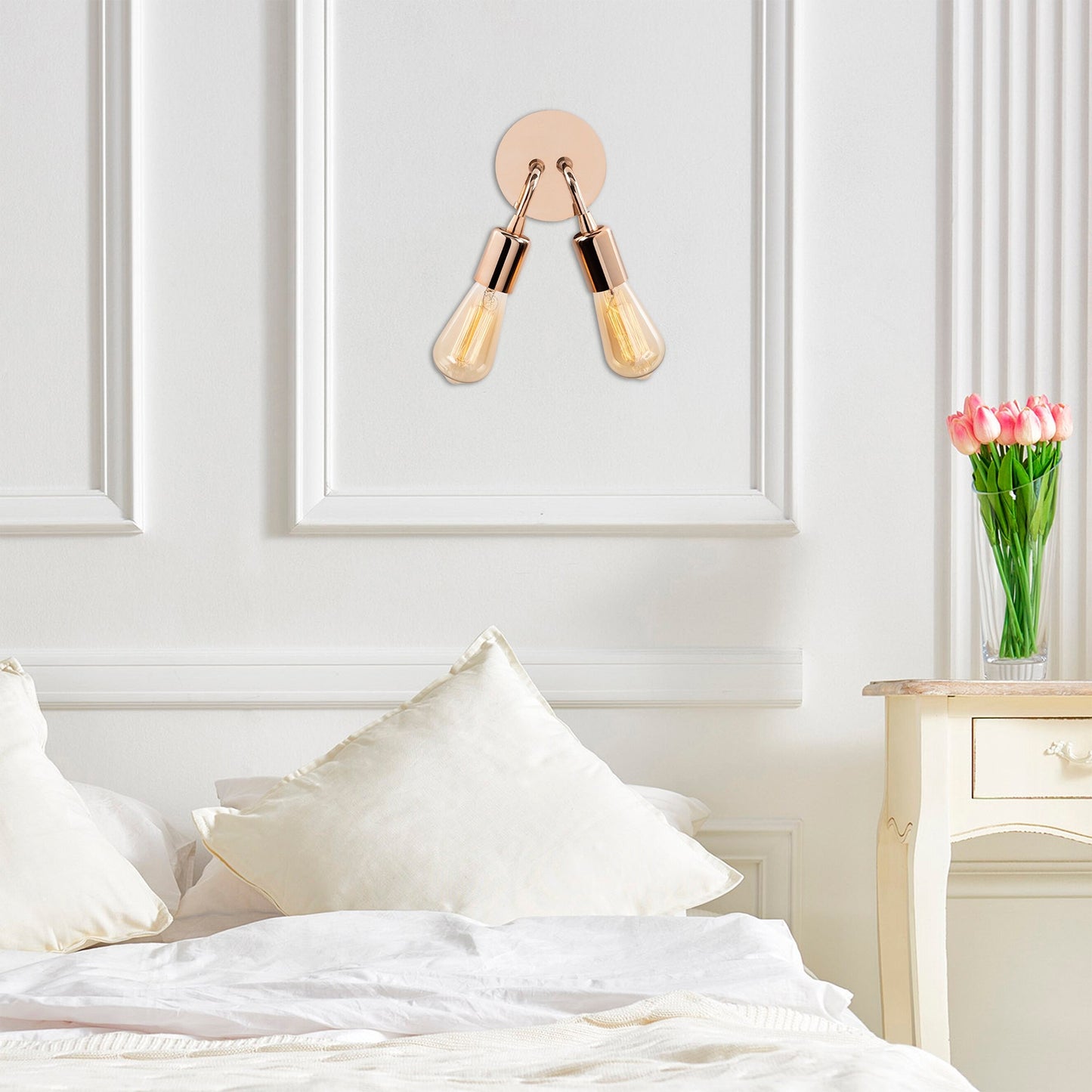 Aplique De Pared, Metal , Cobre, 14x14x20, Casquillo 2 X E 27 Max 40 W_4