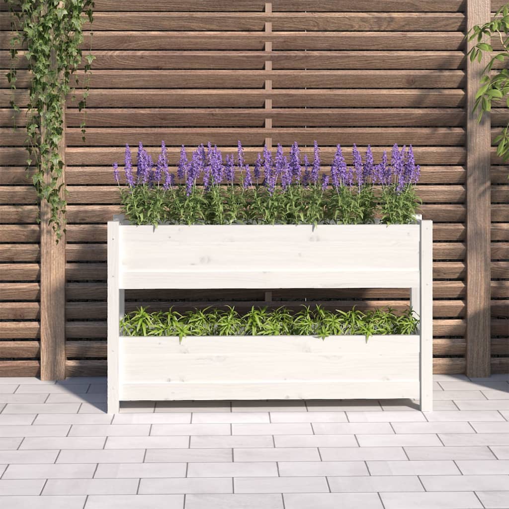 Jardinera De Madera Maciza De Pino Blanco 112x25x66 Cm_2