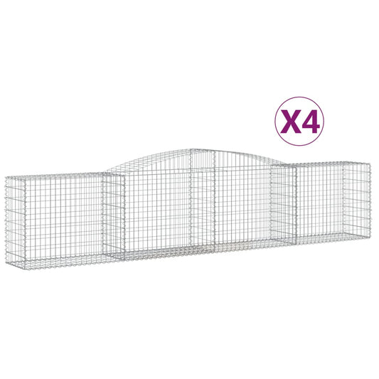 Cestas De Gaviones 4 Uds Forma De Arco Hierro 400x50x80/100 Cm_0