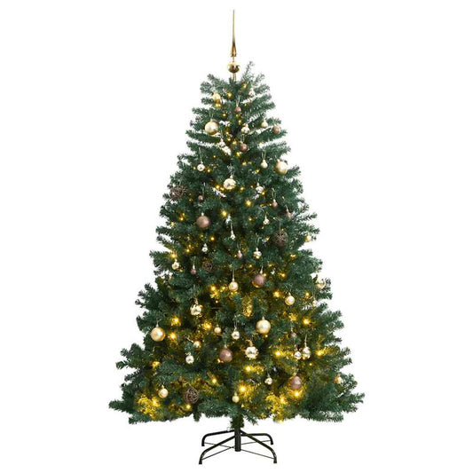 Vidaxl Árbol De Navidad Artificial Con Bisagras 300 Led Y Bolas 240 Cm_0