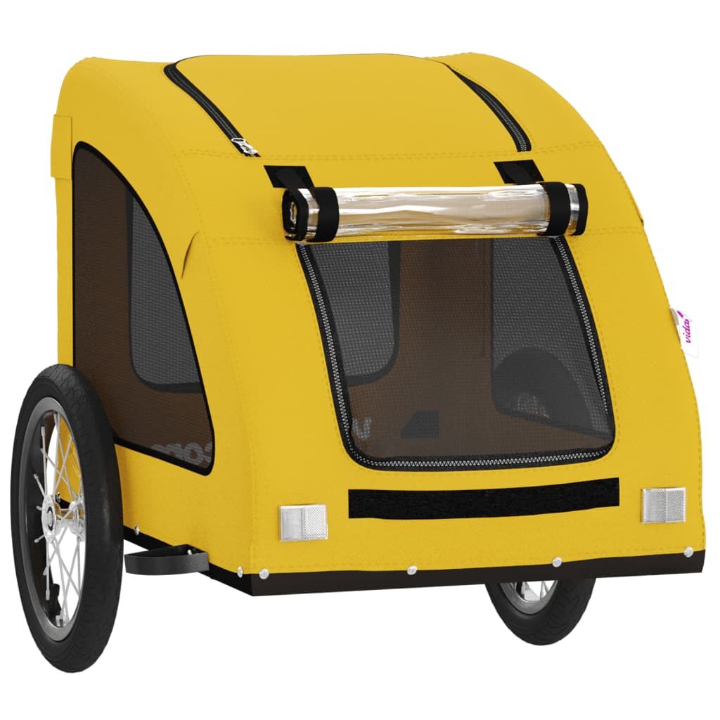 Vidaxl Remolque De Bicicleta Mascotas Hierro Tela Oxford Amarillo_4