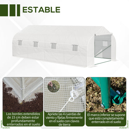 Outsunny Invernadero De Jardín 6x3x2 M Tipo Túnel Para Cultivo Plantas_4