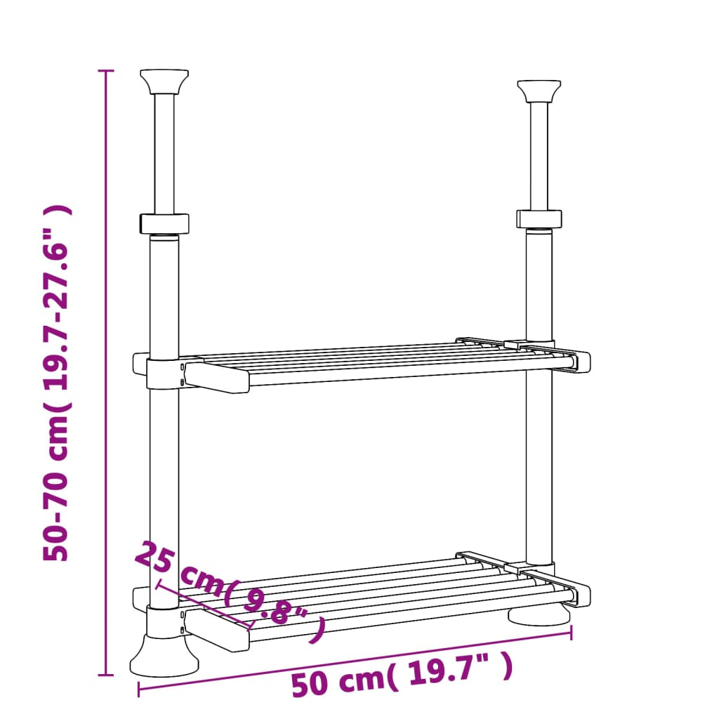 Vidaxl Estantería De Cocina Aluminio 50x25x(50-70) Cm_2