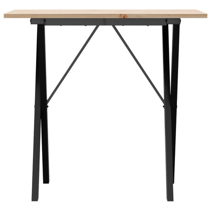 Mesa De Comedor Marco X Madera Maciza Pino Y Acero 80x50x75 Cm_2