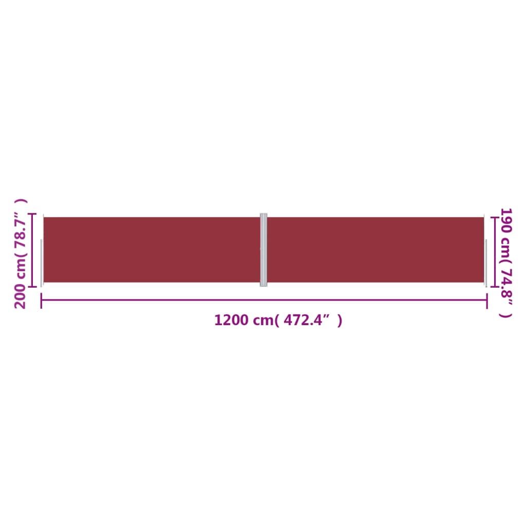 Vidaxl Toldo Lateral Retráctil Rojo 200x1200 Cm_2