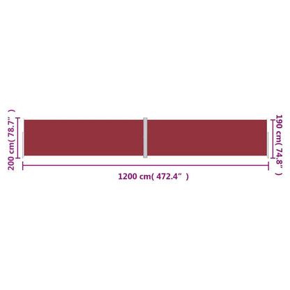 Vidaxl Toldo Lateral Retráctil Rojo 200x1200 Cm_2