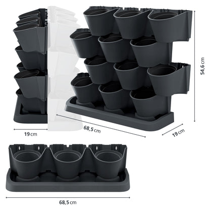 Macetero Vertical Prosperplast Cascade Garden De Plastico En Color Antracita 68,5 (largo) X 19 (ancho) X 54,6 (alto) Cm