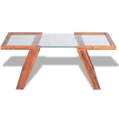 Mesa De Centro De Madera Maciza De Acacia Marrón 100x50x40 Cm_0