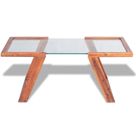 Mesa De Centro De Madera Maciza De Acacia Marrón 100x50x40 Cm_0