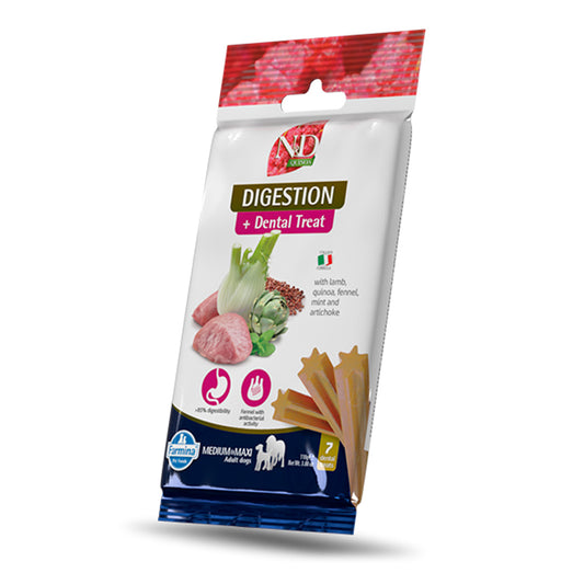 N&D Quinoa Canine Dental Treat Digestion razas med/max 100g 7 ud