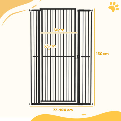Pawhut Barrera Para Perros Con Ancho Ajustable 77-104 Cm Con Extensiones Negro_2