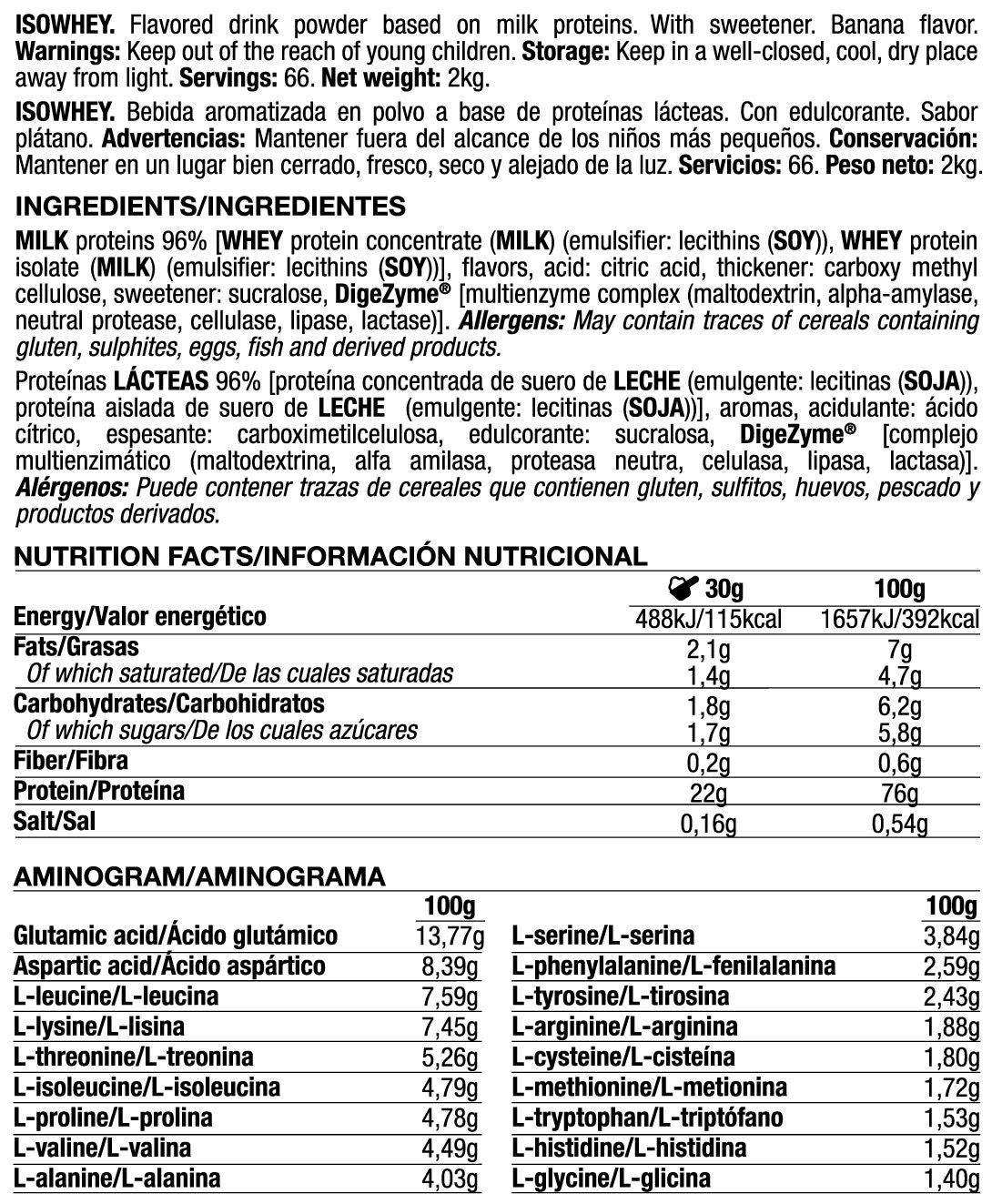 Isowhey - 2kg - Platano - Proteína De Aislado De Suero Isolate - Quamtrax_5