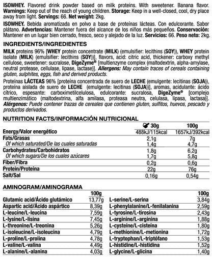 Isowhey - 2kg - Platano - Proteína De Aislado De Suero Isolate - Quamtrax_5