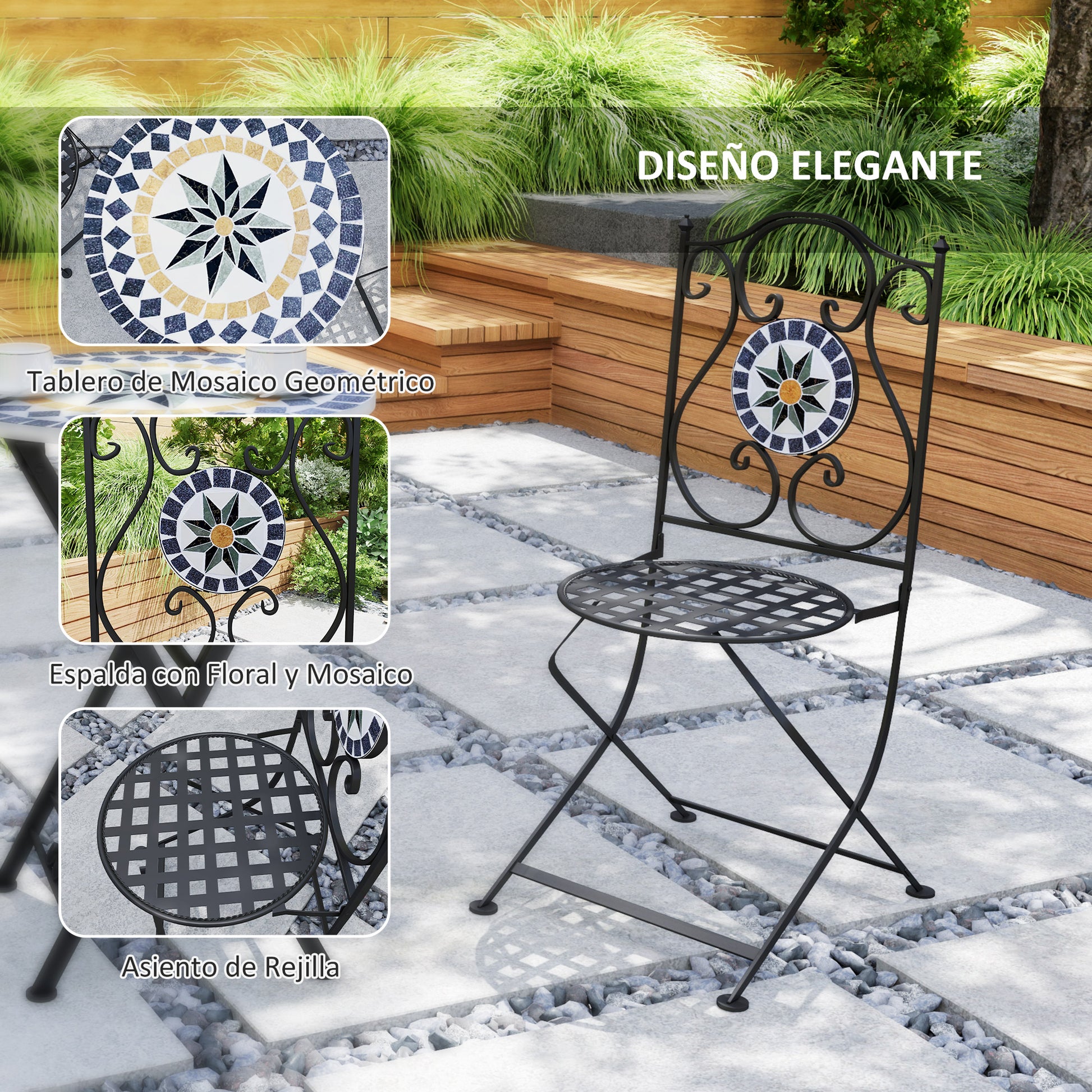 Outsunny Conjunto De Jardín Exterior De 3 Piezas Para Terraza Patio Multicolor_5