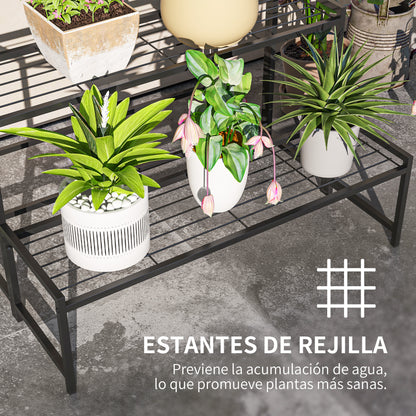 Outsunny Soporte Para Plantas De 3 Niveles Diseño En Escalera 75x70x66 Cm Negro_5