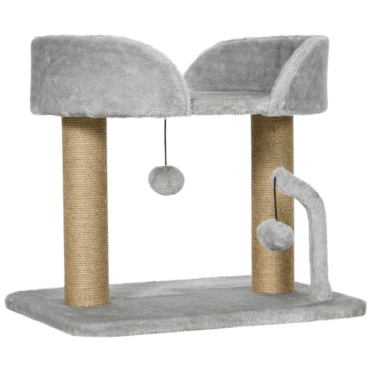 Pawhut Árbol Rascador Para Gatos Pequeños Altura 42 Cm 48x38x42 Cm Gris Claro_0