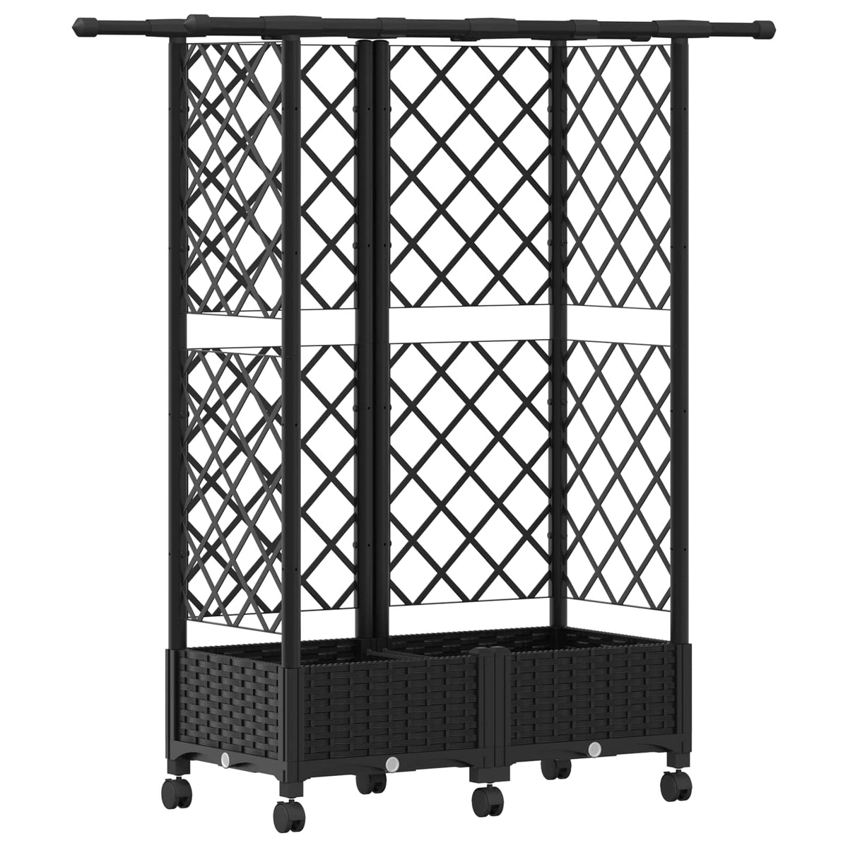 Cama Elevada Con Trellis Y Techo Negro 124 X 40 X 127 Cm Pp_0