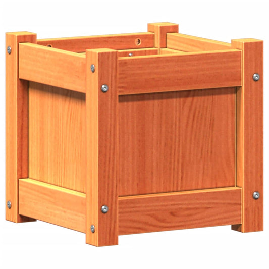 Jardinera Exterior Madera Maciza Pino Marrón Cera 31x31x31 Cm_0