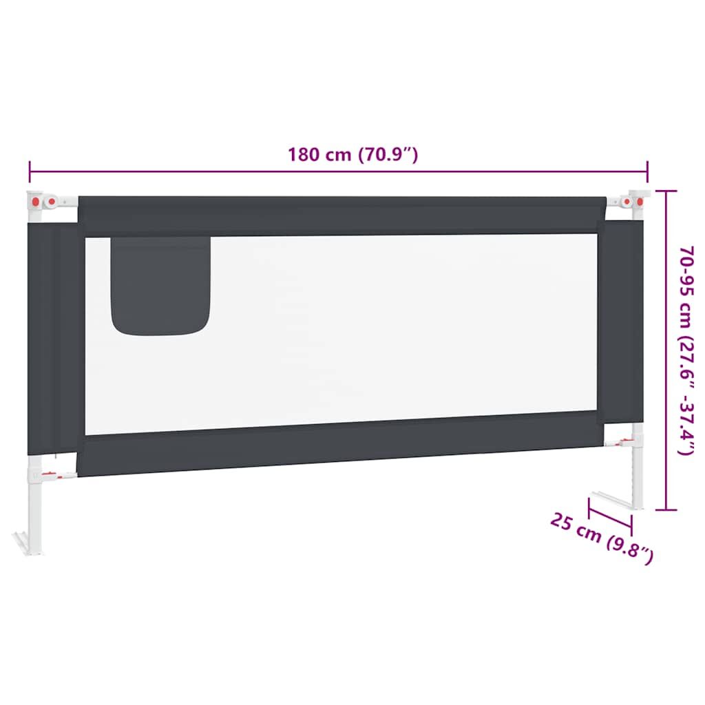 Vidaxl Barandilla De Seguridad Cama De Niño Gris Oscuro Tela 180x25 Cm_2