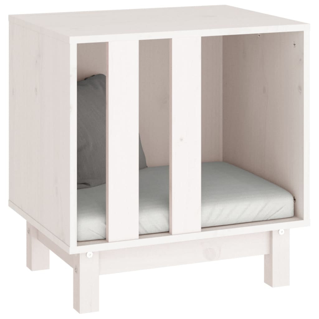 Vidaxl Caseta Para Perros Madera Maciza De Pino Blanco 50x40x52 Cm_3