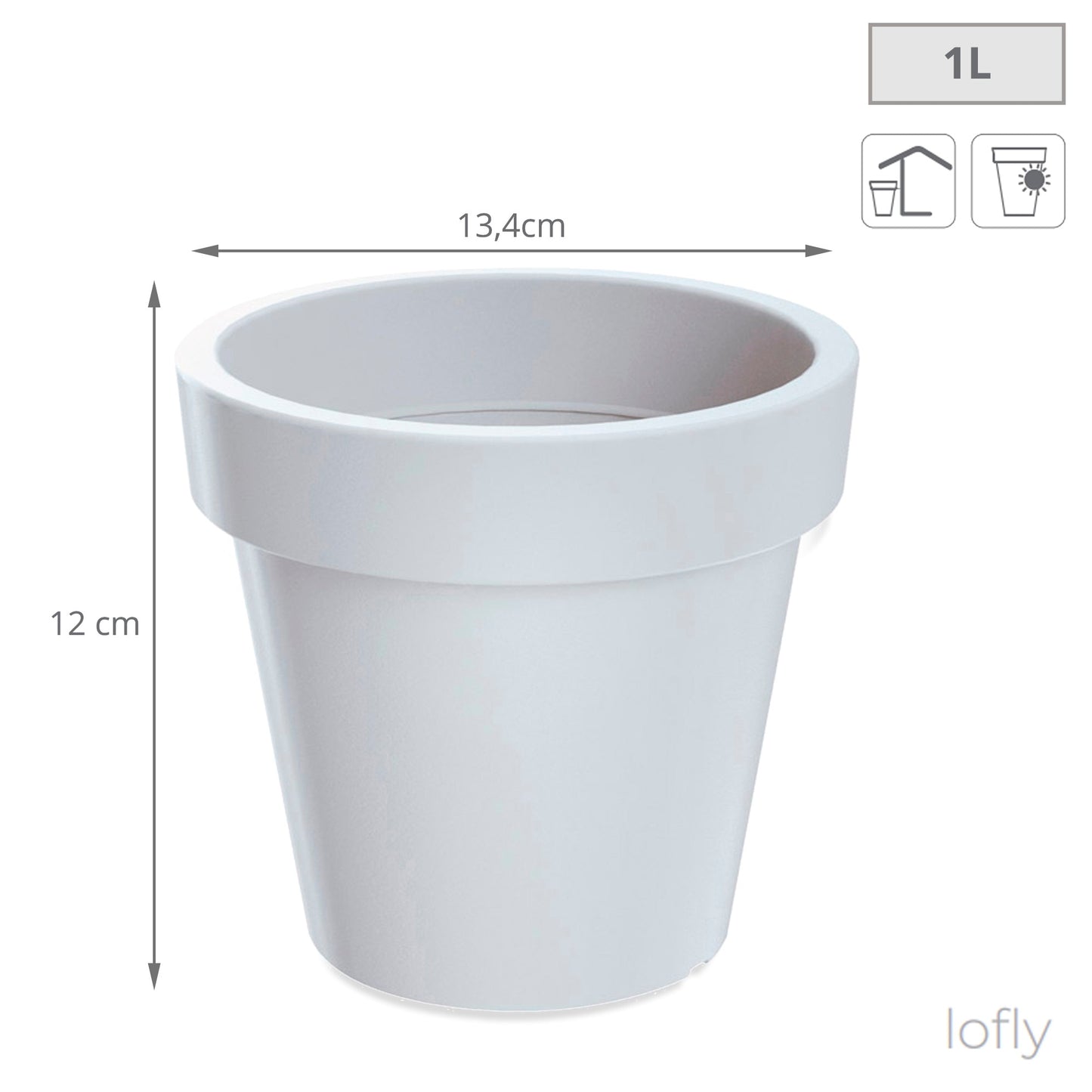 Maceta De Plastico Lofly En Color Blanco 13,4 (largo) X 13,4 (ancho) X 12 (alto) Cm