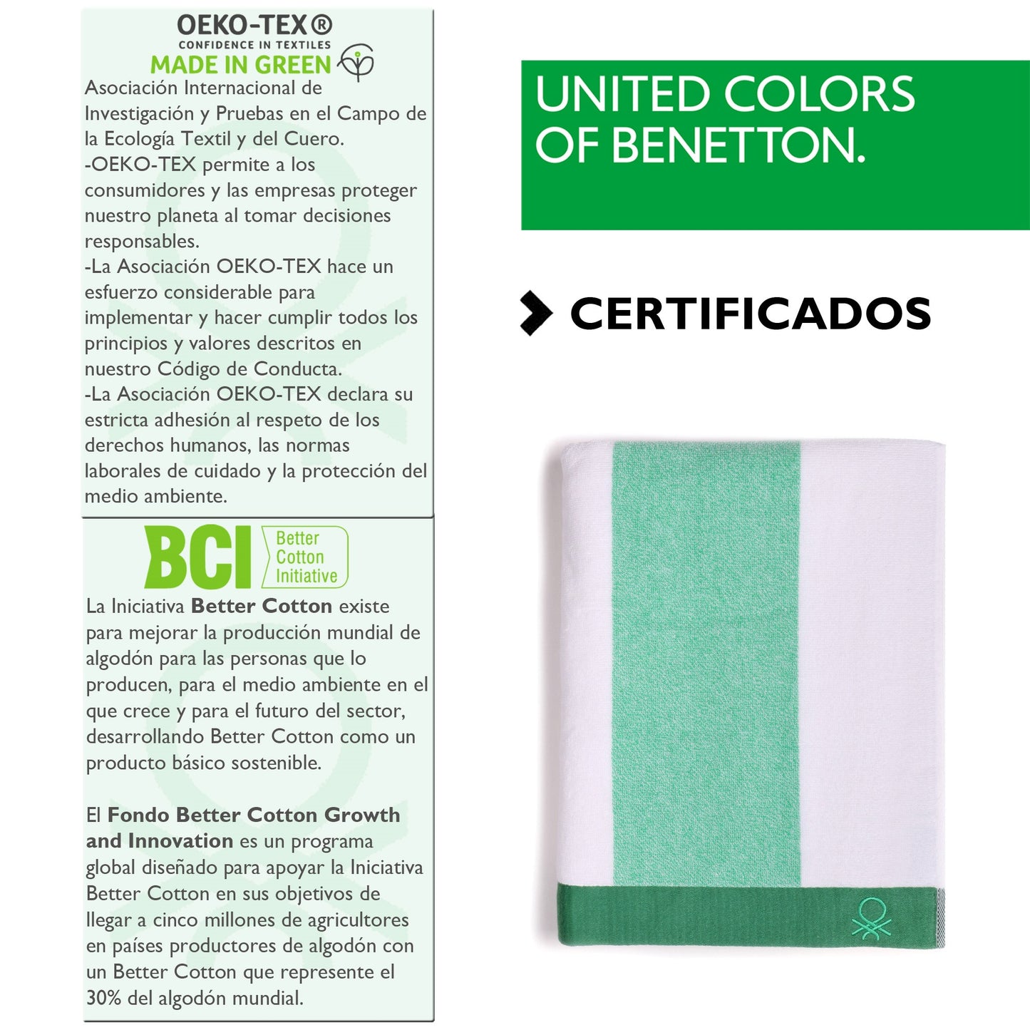 Set 2 Toalla De Playa 90x160cm 450gsm Terry 100%algodon Verde Casa Benetton_1