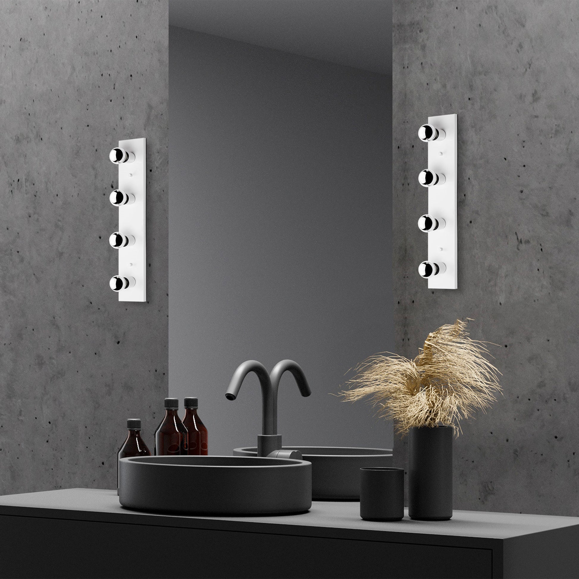 Aplique De Pared, Metal , Blanco, 10x10x60, Casquillo 4 X E27 Max 40 W