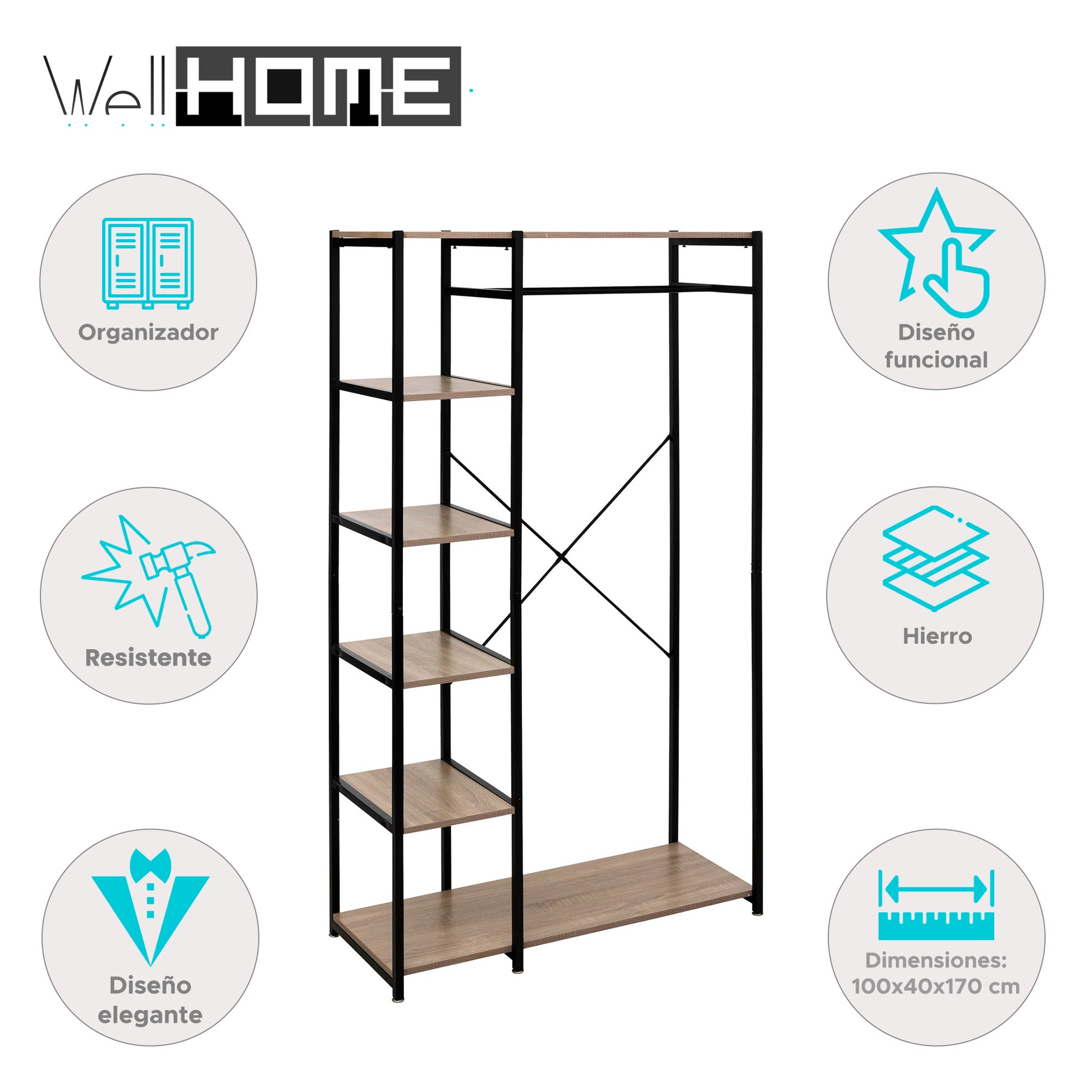 Well Home - Armario + 5 Estantes 100x40x170_1