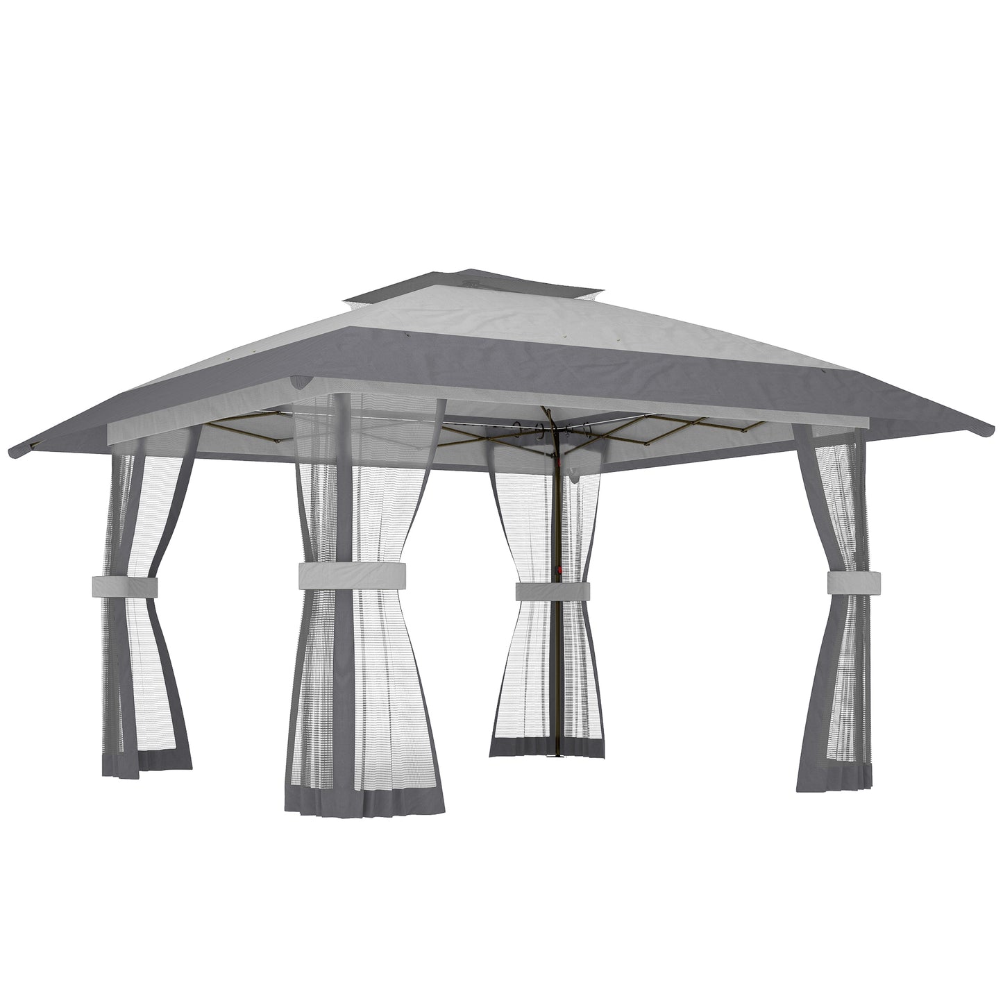 Outsunny Carpa Plegable 4x4 M Con Doble Techo Altura Ajustable 4 Laterales Gris_0