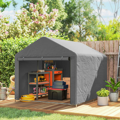 Outsunny Carpa De Jardín Para Herramientas Bicicletas Motos 2,4x2x2 M Gris_1