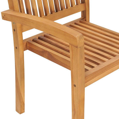 Vidaxl Sillas De Jardín Apilables 6 Uds Madera De Teca Con Cojines_5