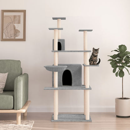 Vidaxl Rascador Para Gatos Con Postes De Sisal Gris Claro 166 Cm_1