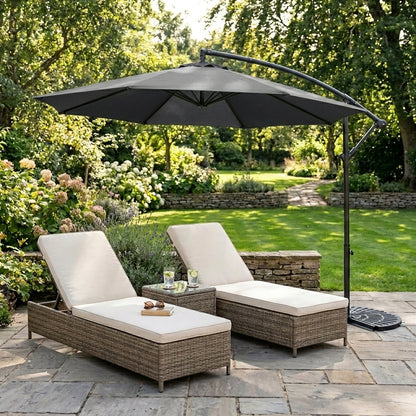 Parasol Excéntrico De 3 M Con Base De Medio Abanico – Gris_3
