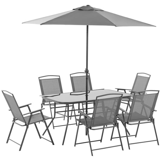 Outsunny Muebles Muebles De Jardín 6 Sillas Plegables Mesa Sombrilla Inclinable_0