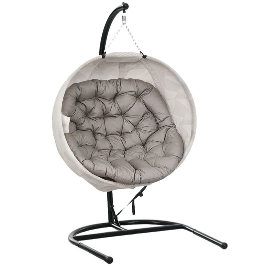 Outsunny Silla Colgante Huevo Con Soporte Cesta Plegable Cojín Arena Y Negro_0