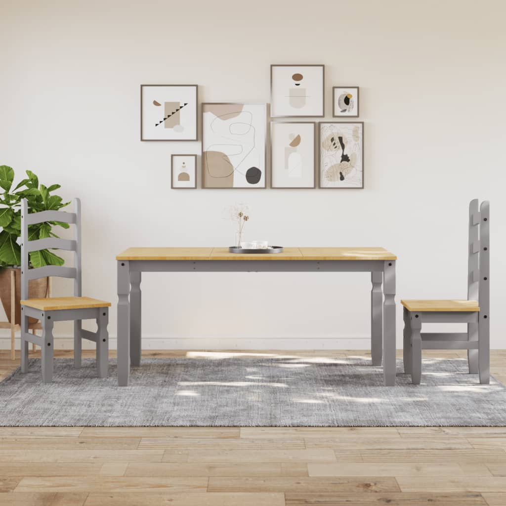 Mesa De Comedor Corona Madera Maciza De Pino Gris 160x80x75 Cm_1