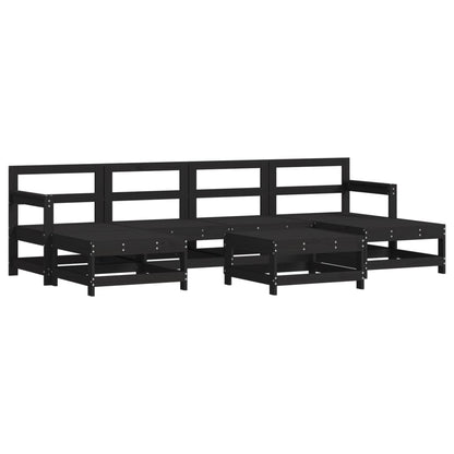 Vidaxl Juego De Muebles De Jardín 7 Piezas Madera Maciza De Pino Negro_0