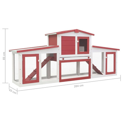 Vidaxl Jaula De Animales Grande Madera Rojo Y Blanco 201x45x85 Cm_2