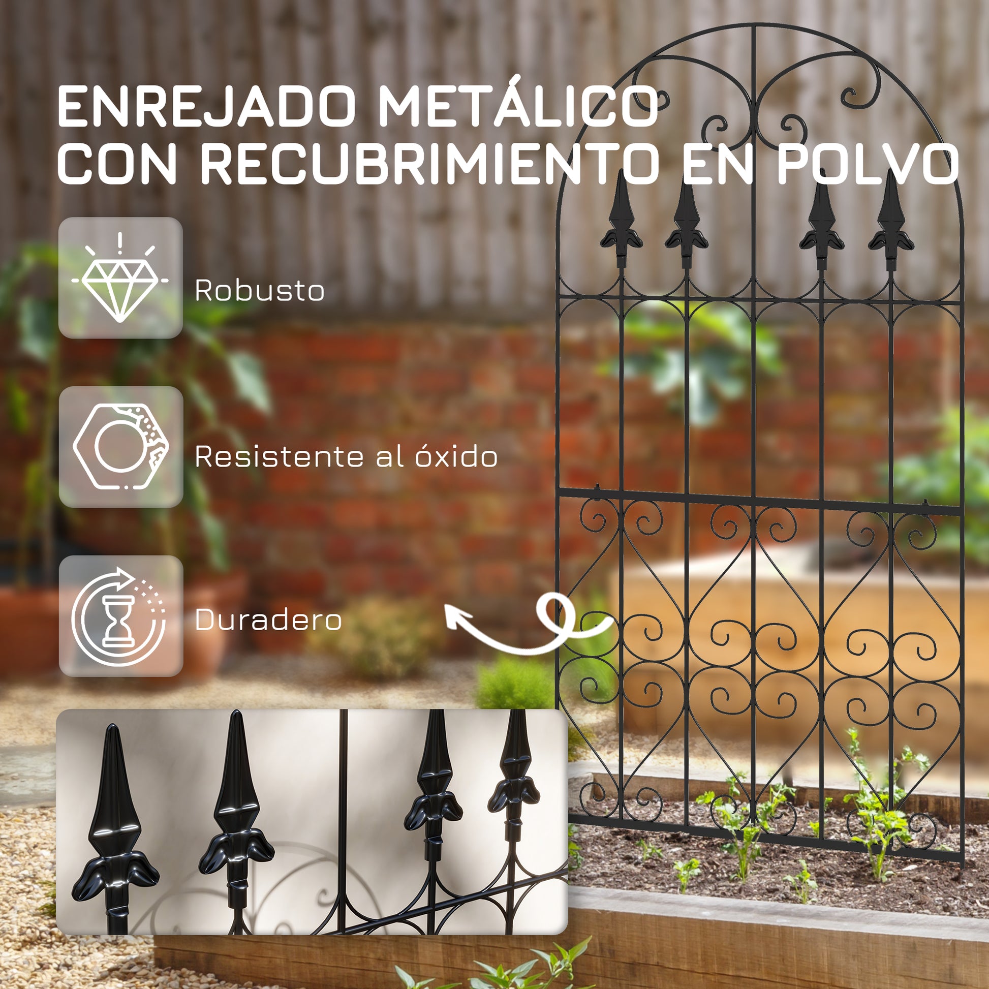 Outsunny Juego De 2 Enrejados De Jardín Con Marco De Acero 55x128 Cm Negro_5