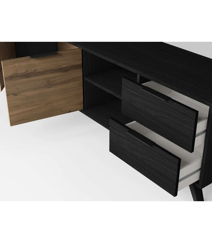 Mueble Para Televisión Modelo Noelia 2 Puertas 2 Cajones Acabado Nogal/bocamina, 180cm(an_3