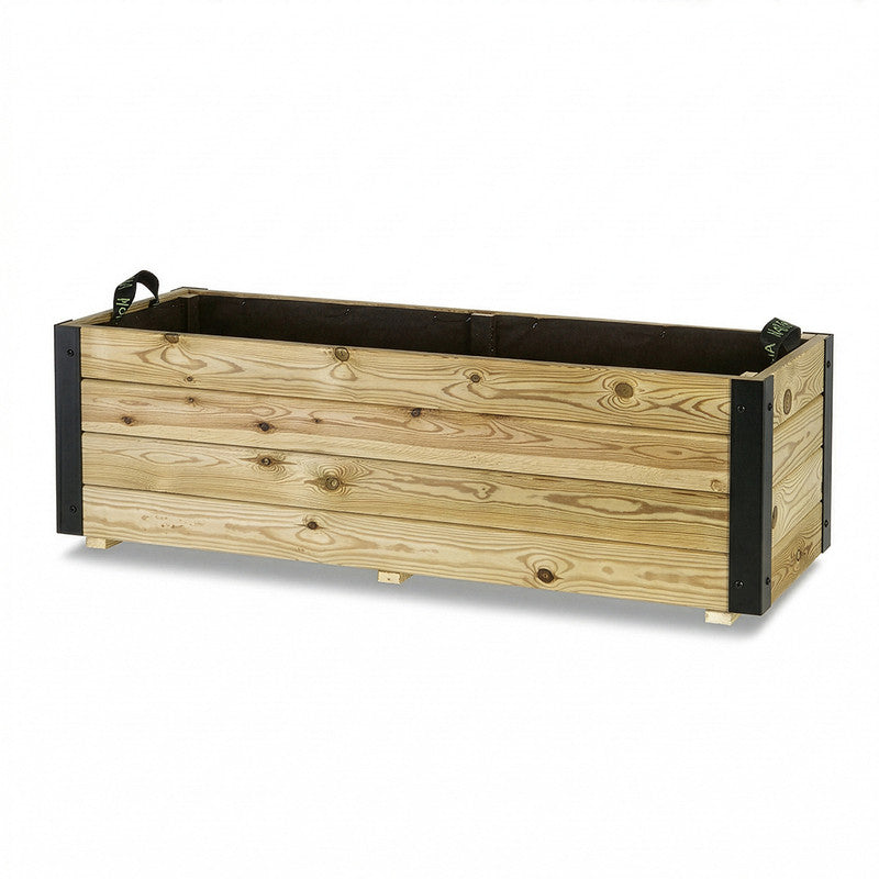 Jardinera De Madera Con Refuerzo De Aluminio 120x45x40 Cm Ghio Al Hortalia_3
