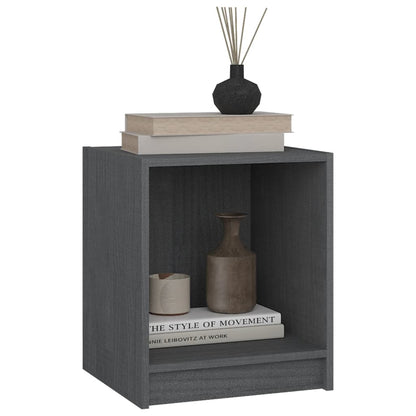 Mesita De Noche Madera Maciza De Pino Gris 35,5x33,5x41,5 Cm_1