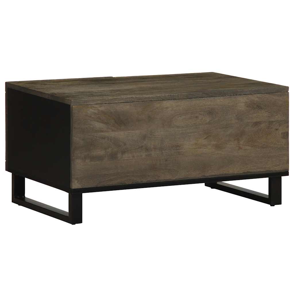 Mesa De Centro Madera Maciza De Mango Negra 80x50x40 Cm_3