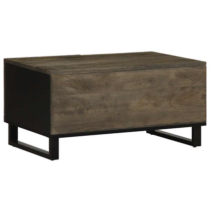Mesa De Centro Madera Maciza De Mango Negra 80x50x40 Cm_3