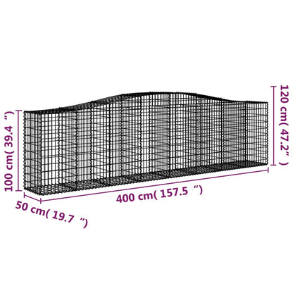Cestas De Gaviones 25 Uds Forma De Arco Hierro 400x50x100/120cm_5
