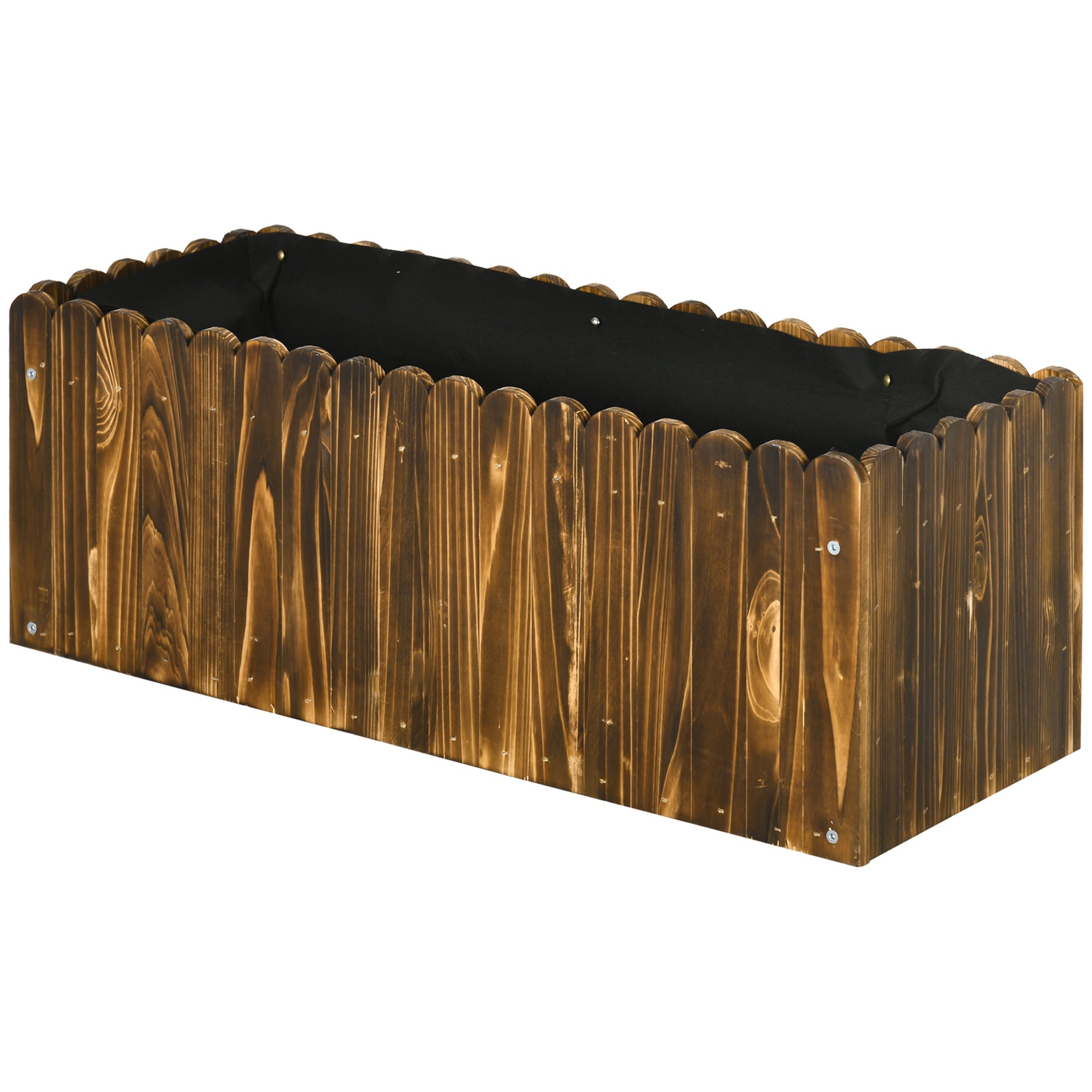 Outsunny Jardinera De Madera Rectangular Con Orificio De Drenaje 80x30x30 Cm_0