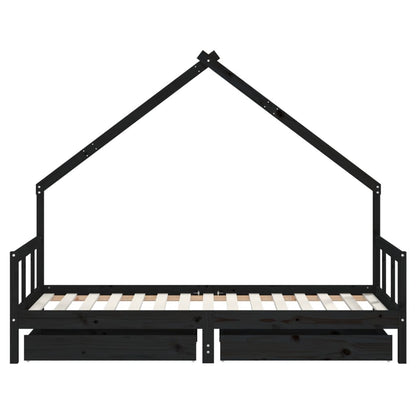 Vidaxl Estructura Cama Infantil Y Cajones Madera Pino Negro 90x190 Cm_4