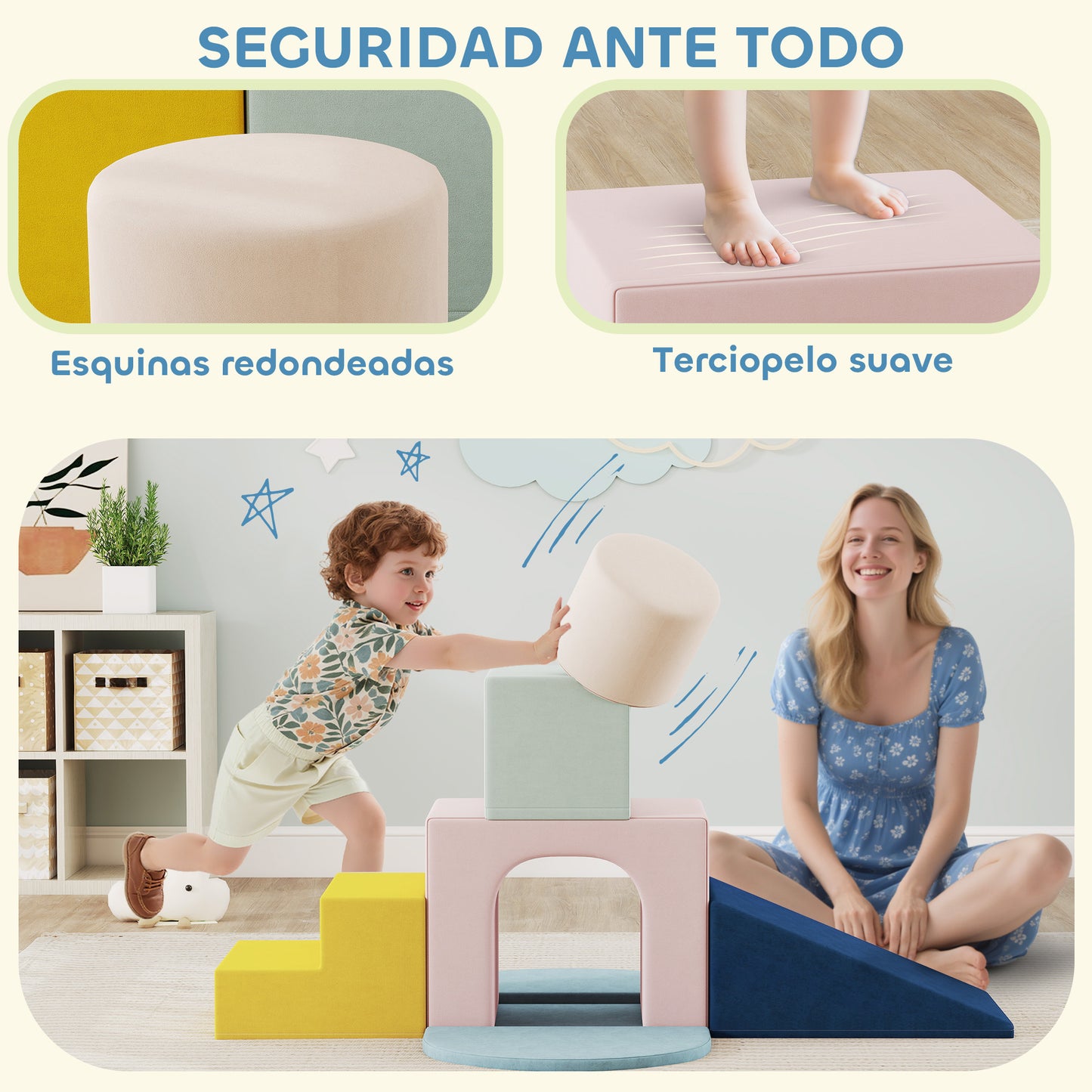 Aiyaplay Juego De 8 Bloques De Espuma Para Niños Fundas Lavables Multicolor_5