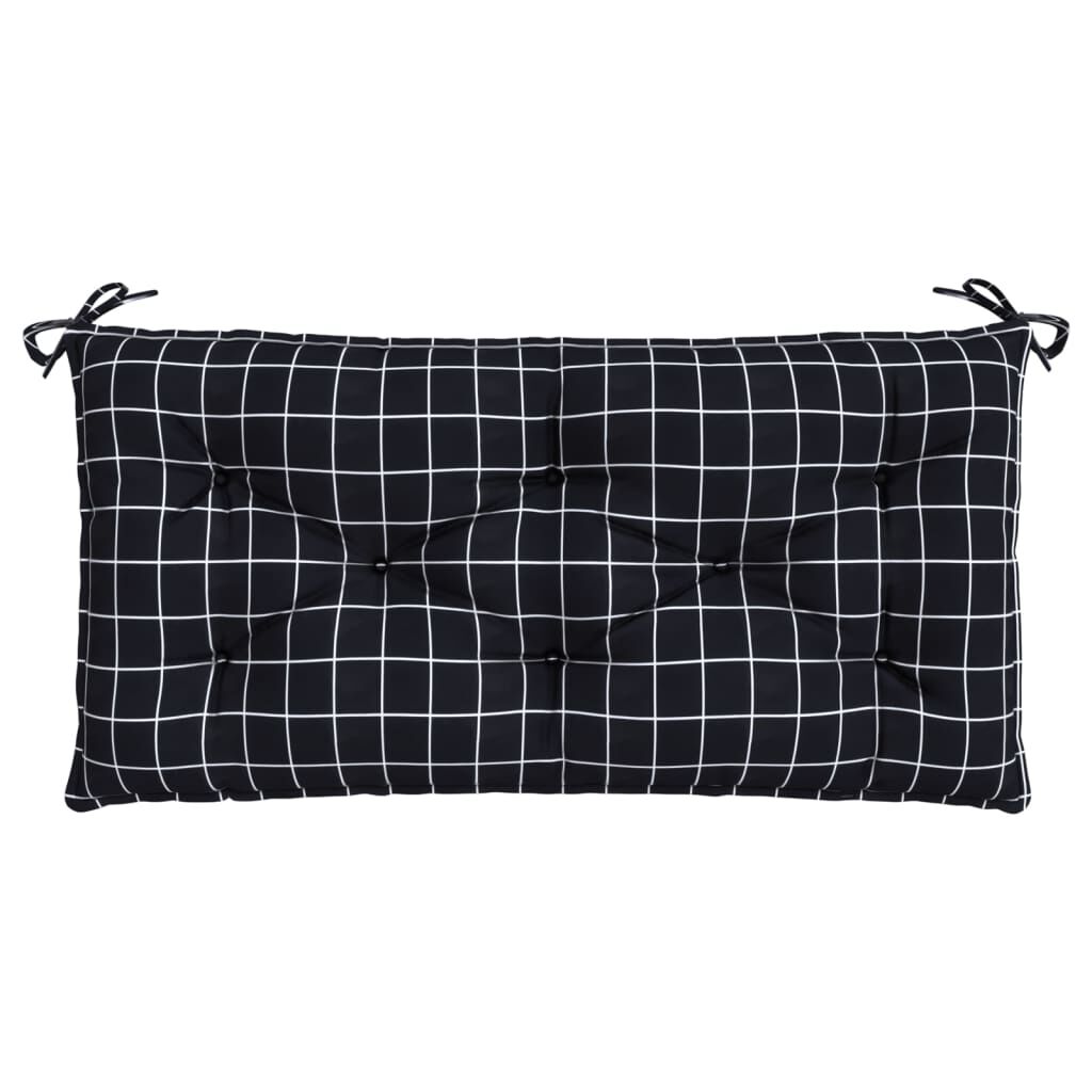 Vidaxl Cojín De Banco Jardín Tela Oxford A Cuadros Negro 100x50x7 Cm_3